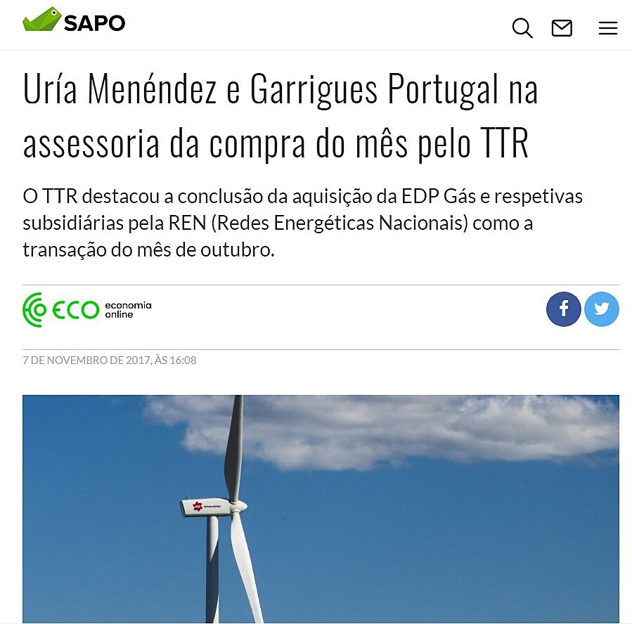 Ura Menndez e Garrigues Portugal na assessoria da compra do ms pelo TTR